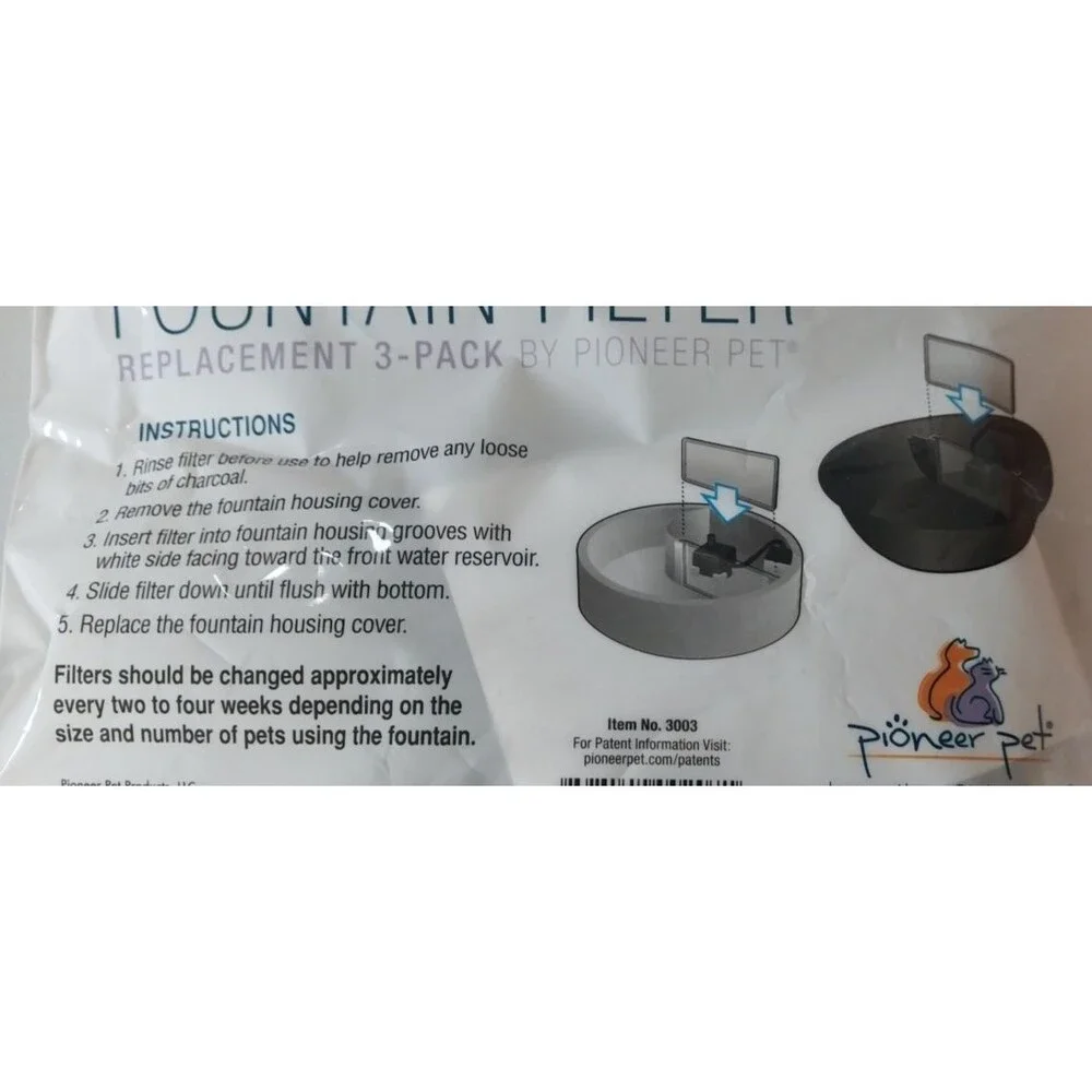 Set of 2 - NEW REPLACEMENT 3 PACK FOUNTAIN FILTER BY PIONEER PET # 3003